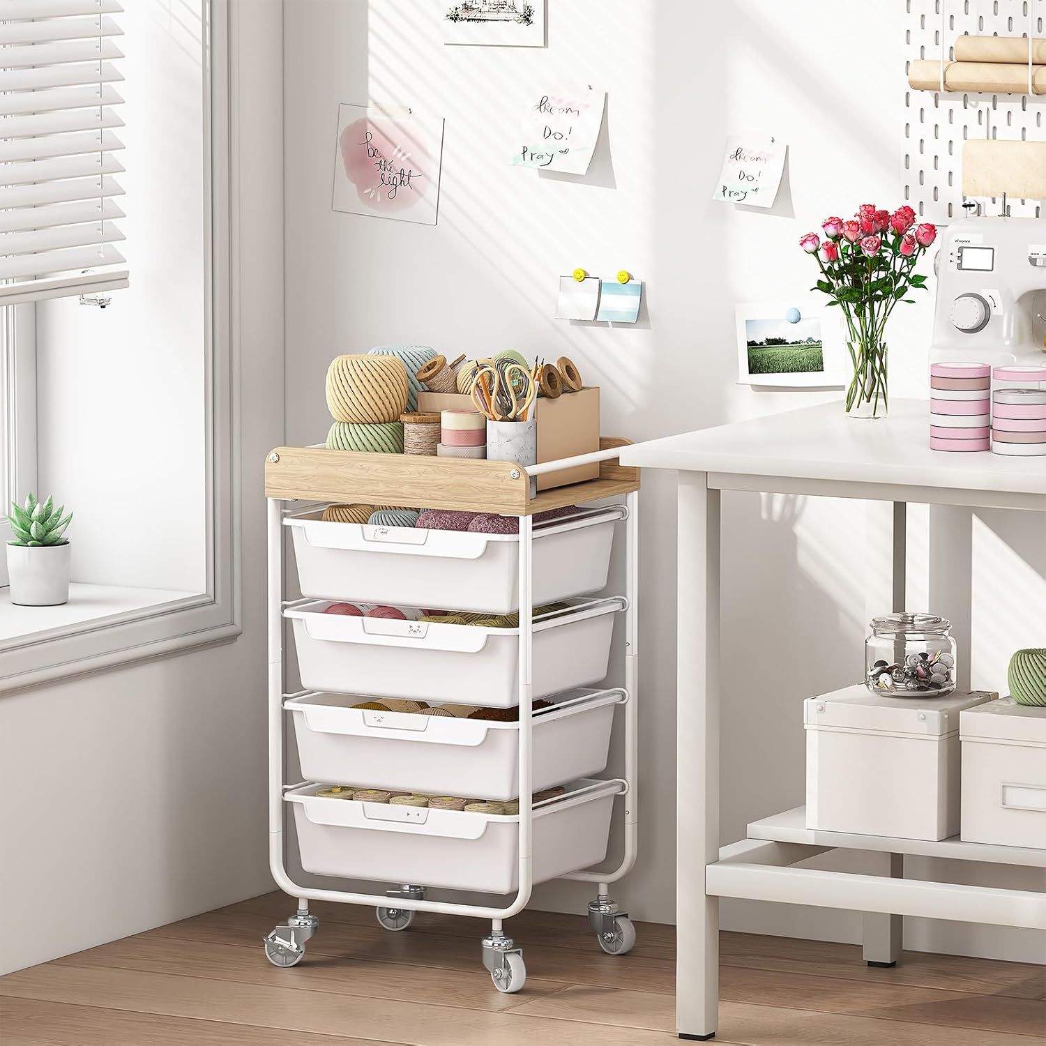 Thumbnail 1 de SYKIARIOL 1431+1233+1432 Rolling Craft Storage Cart, 4 Drawers