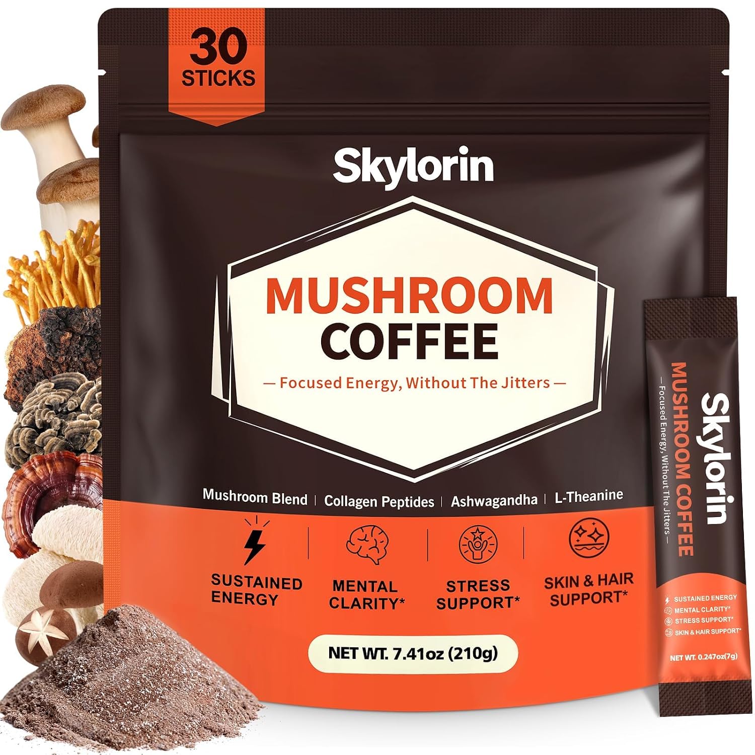 Detalle de Skylorin Mushroom Coffee 30 Sticks