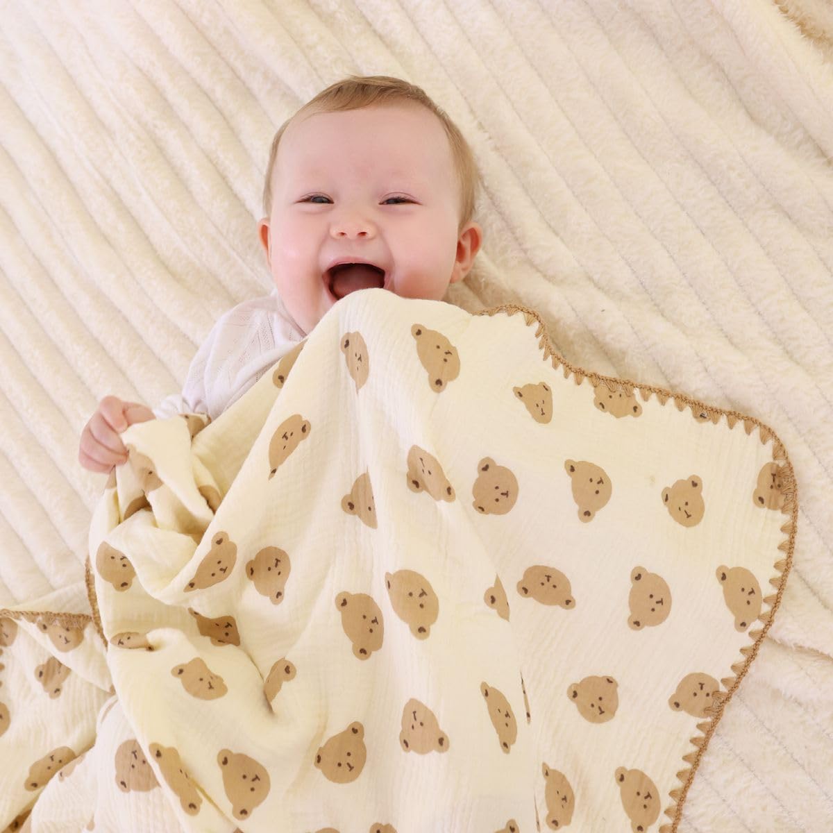 Detalle 2 de Gunnaicat Cotton Muslin Baby Blanket, 40 x 40 Inch