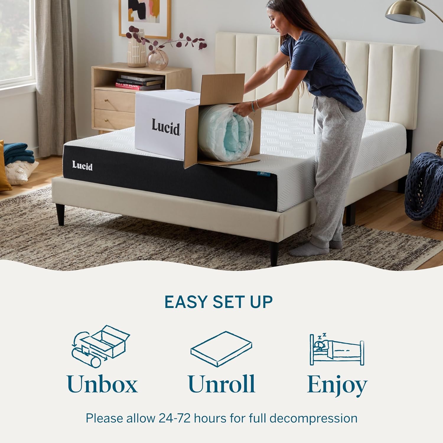 Thumbnail 4 de LUCID 3-inch Gel Memory Foam Mattress Topper