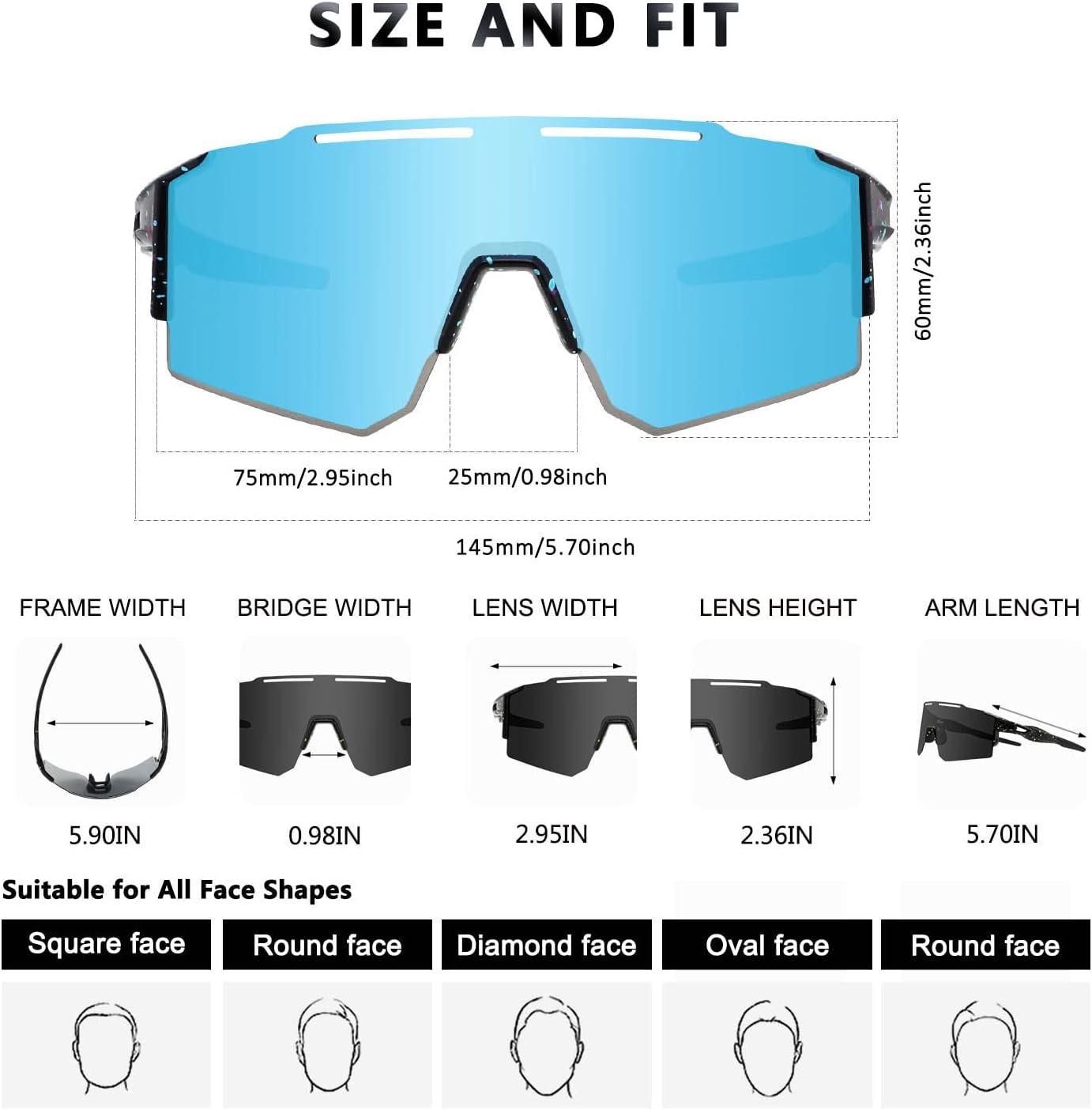 Thumbnail 1 de Eninedeuisou Sonnenbrille Fahrradbrille mit UV400-Schutz (Herren & Damen) – Sportbrille für MTB & Outdoor