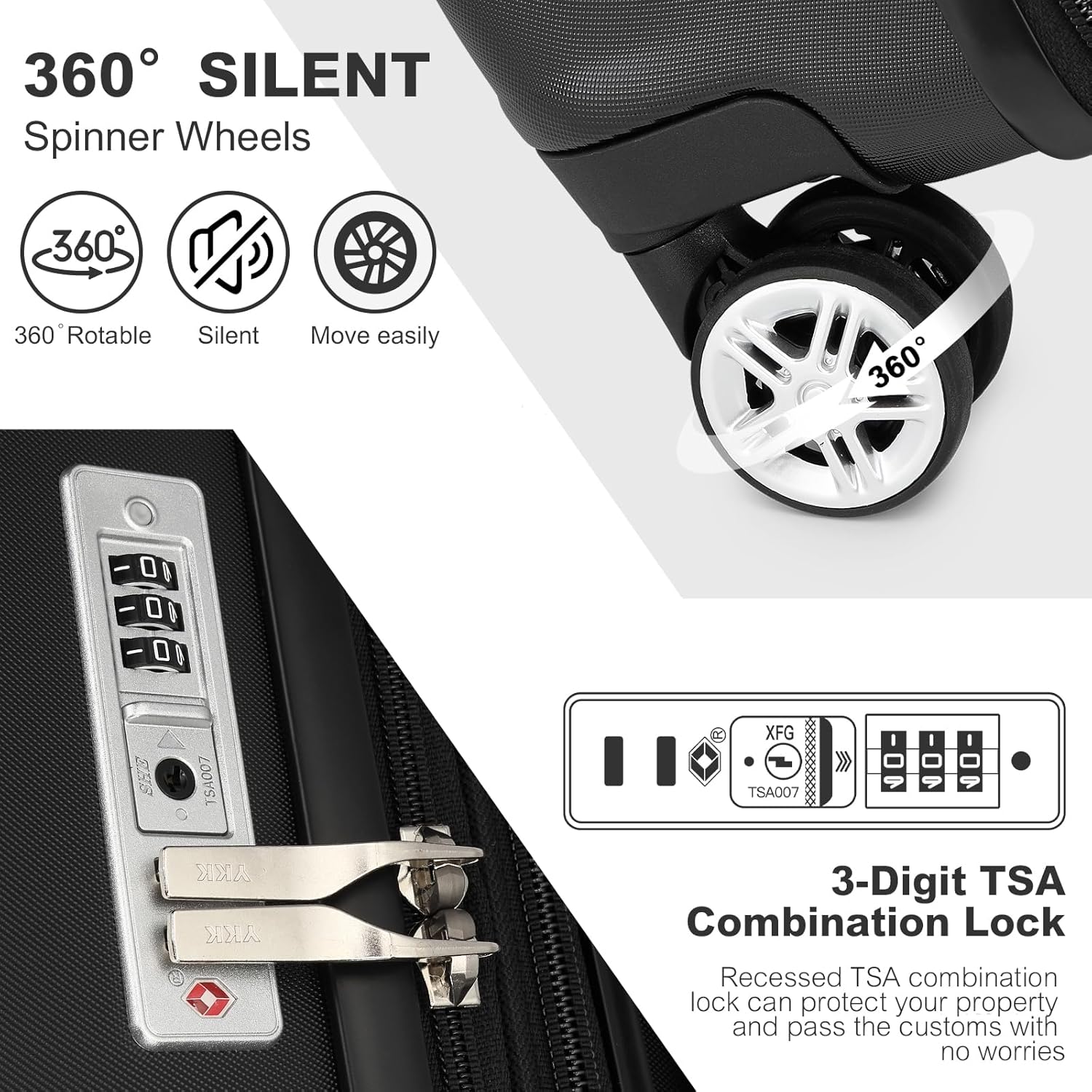 Thumbnail 2 de Kono 28 Inch Large Suitcase: Expandable Hard Shell with TSA Lock and 360° Wheels