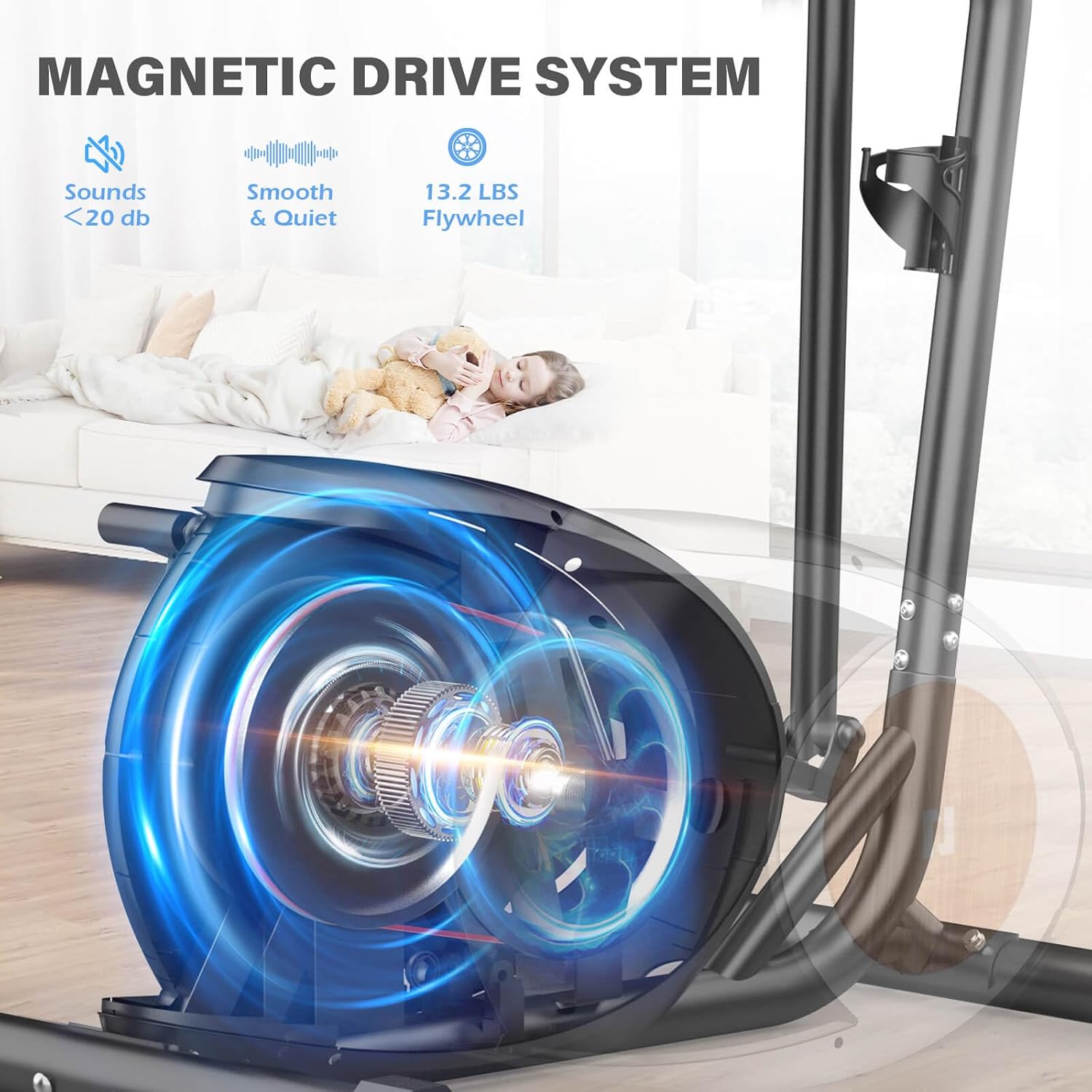 Detalle 2 de Neezee Ellittiche Magnetico con 16 Livelli di Resistenza – Allenamento a casa silenzioso e versatile