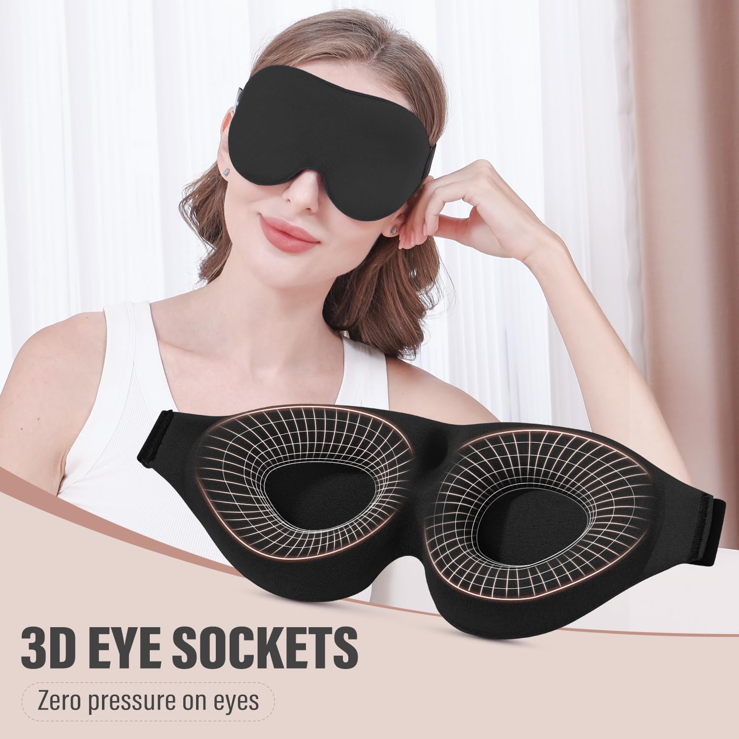 Detalle de YIVIEW Sleep Mask for Side Sleeper with Complete Light Blocking and 3D Eye Cups