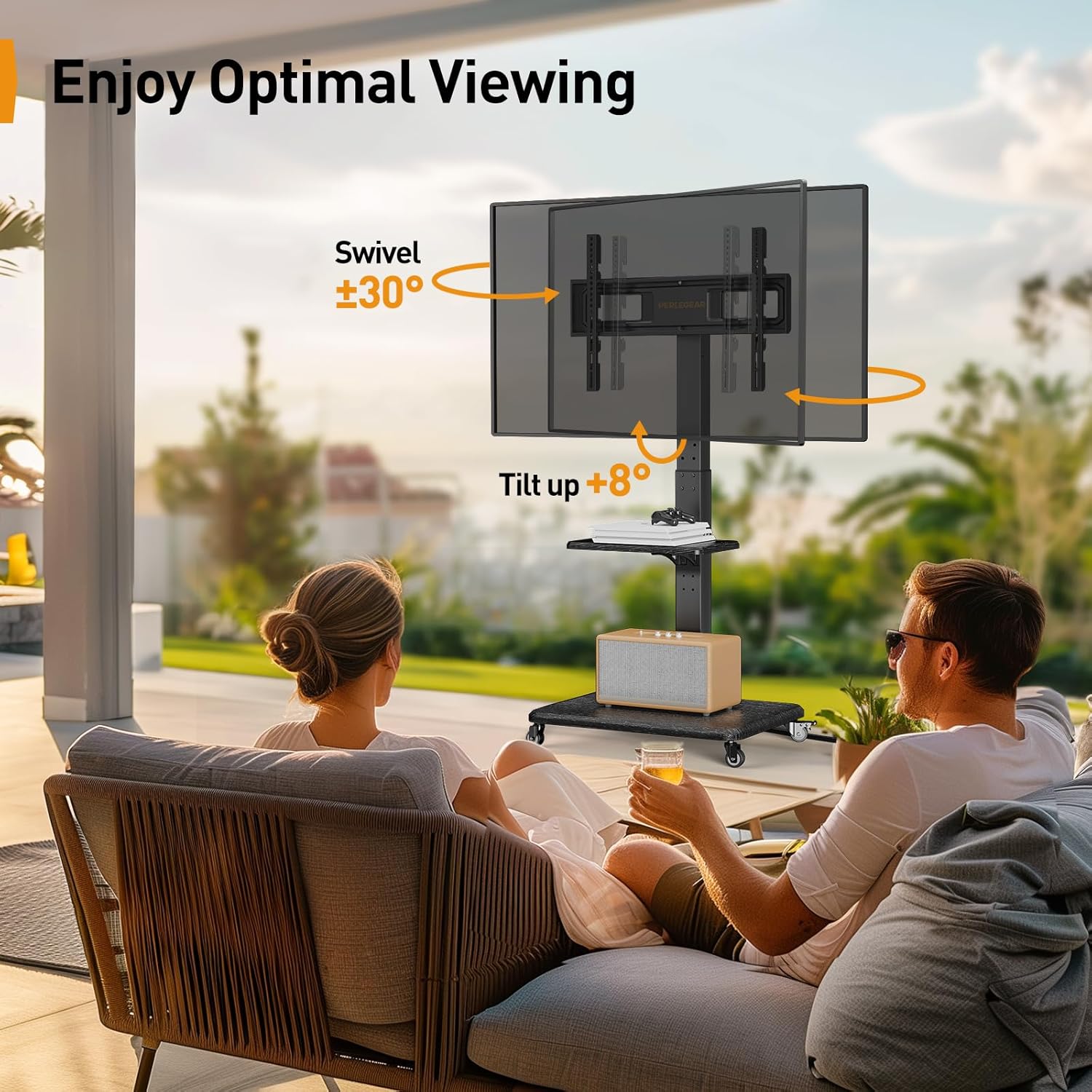 Thumbnail 4 de Perlegear PGTVMC27 mobile TV stand for 32–75"