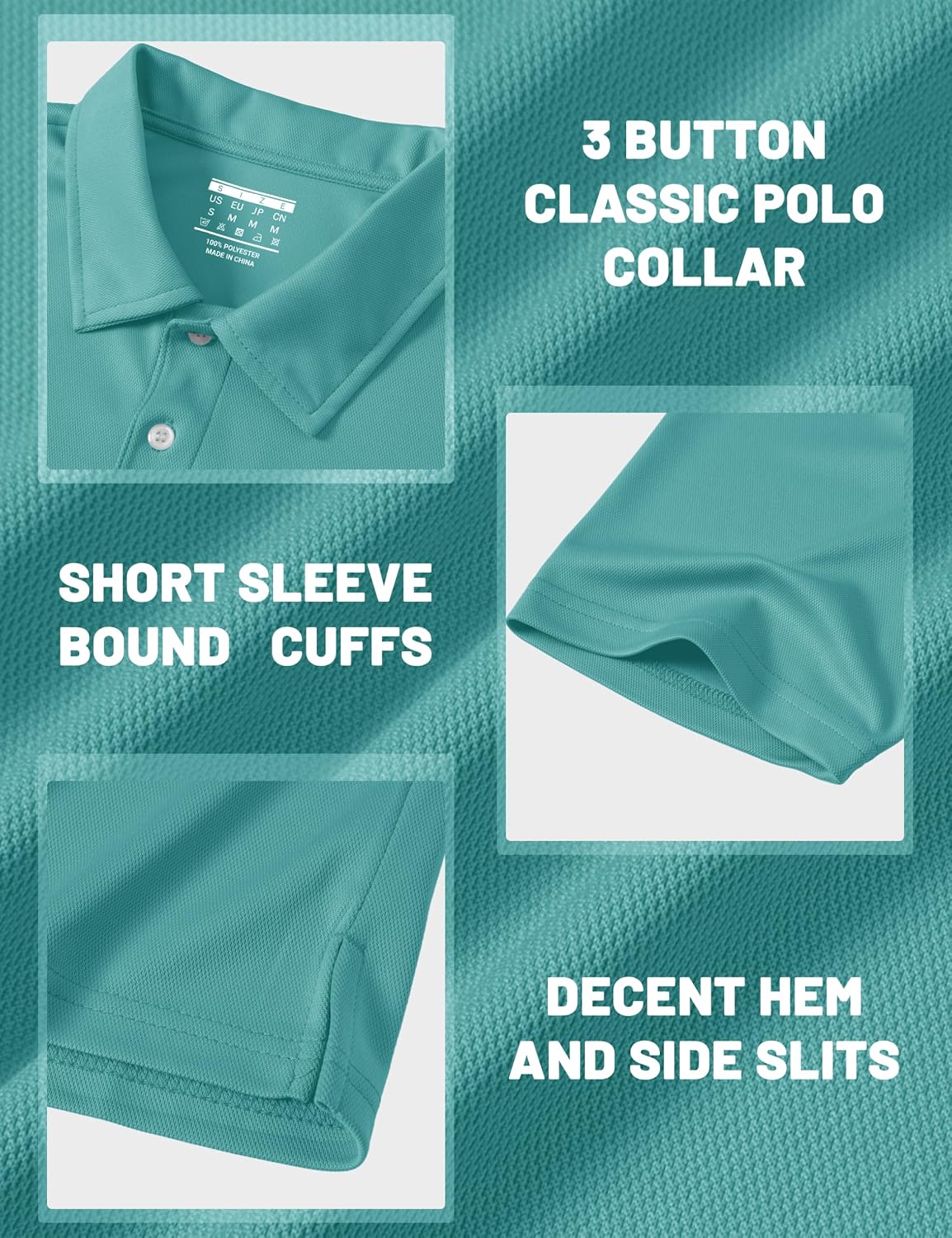 Detalle 2 de MAGCOMSEN Men’s 3-Button Quick-Dry Polo Shirt for Golf, Work, and Outdoor Wear