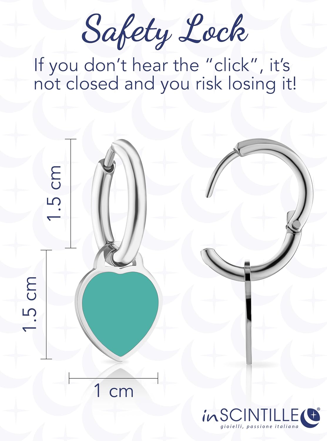 Detalle de inSCINTILLE Boucles d'Oreilles Créoles Femme avec Pendentif en Forme de Cœur en Acier Inoxydable