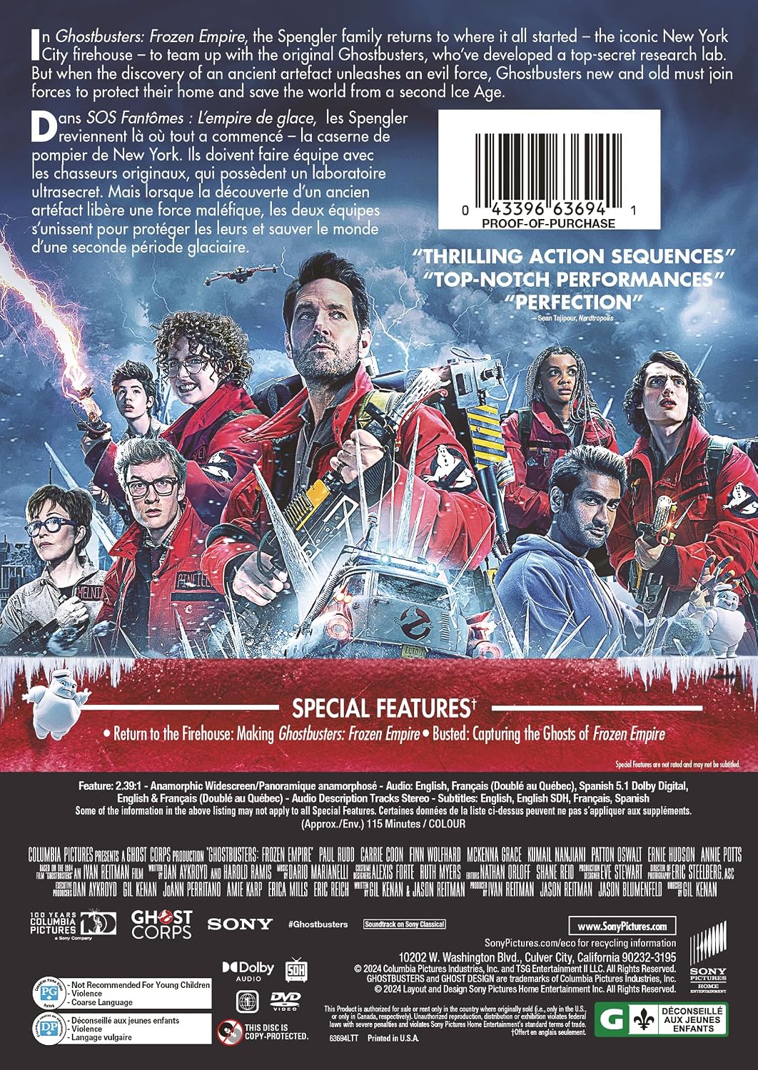 Detalle 2 de Ghostbusters: Frozen Empire Bilingual DVD, PG, 1 hour 55 minutes