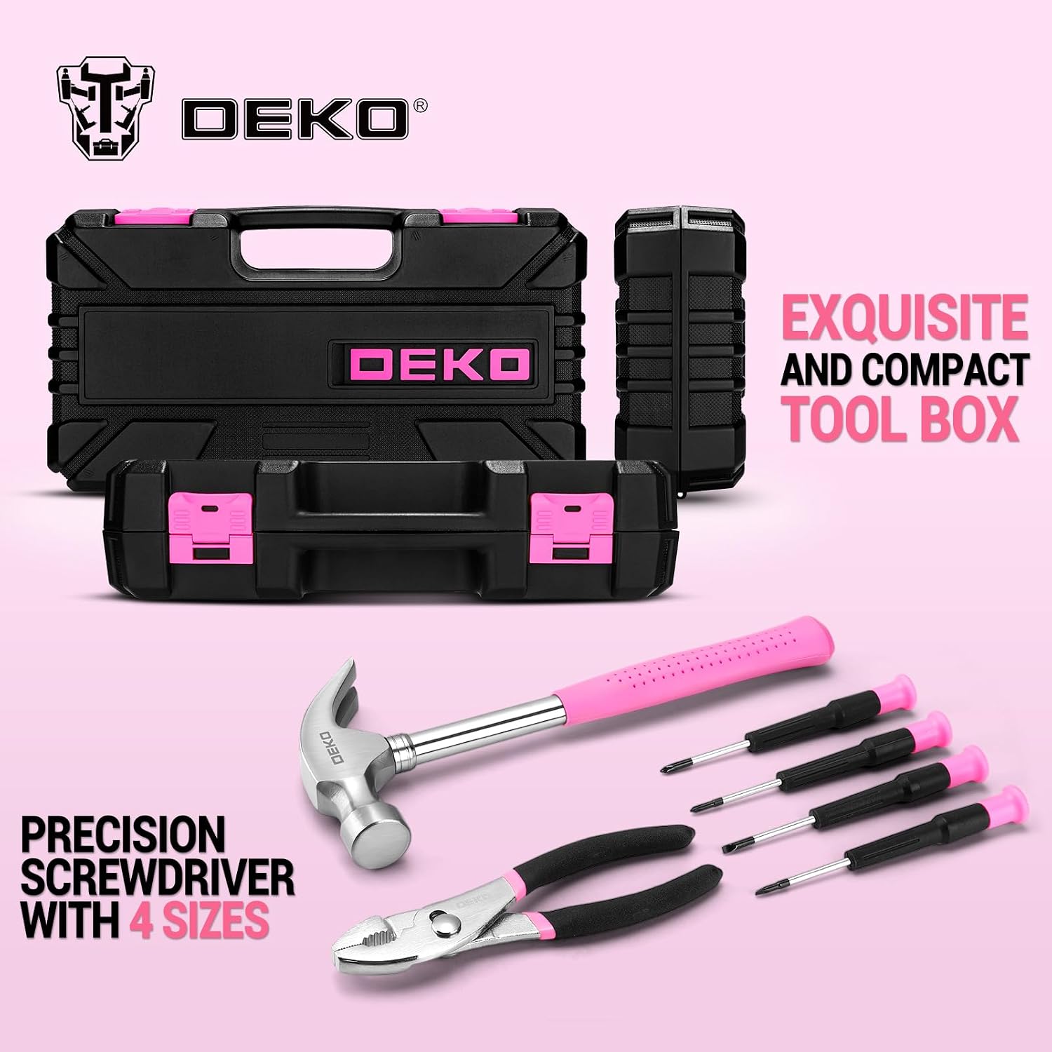 Detalle 2 de DEKO Tool Set 62 Pieces pink DIY kit