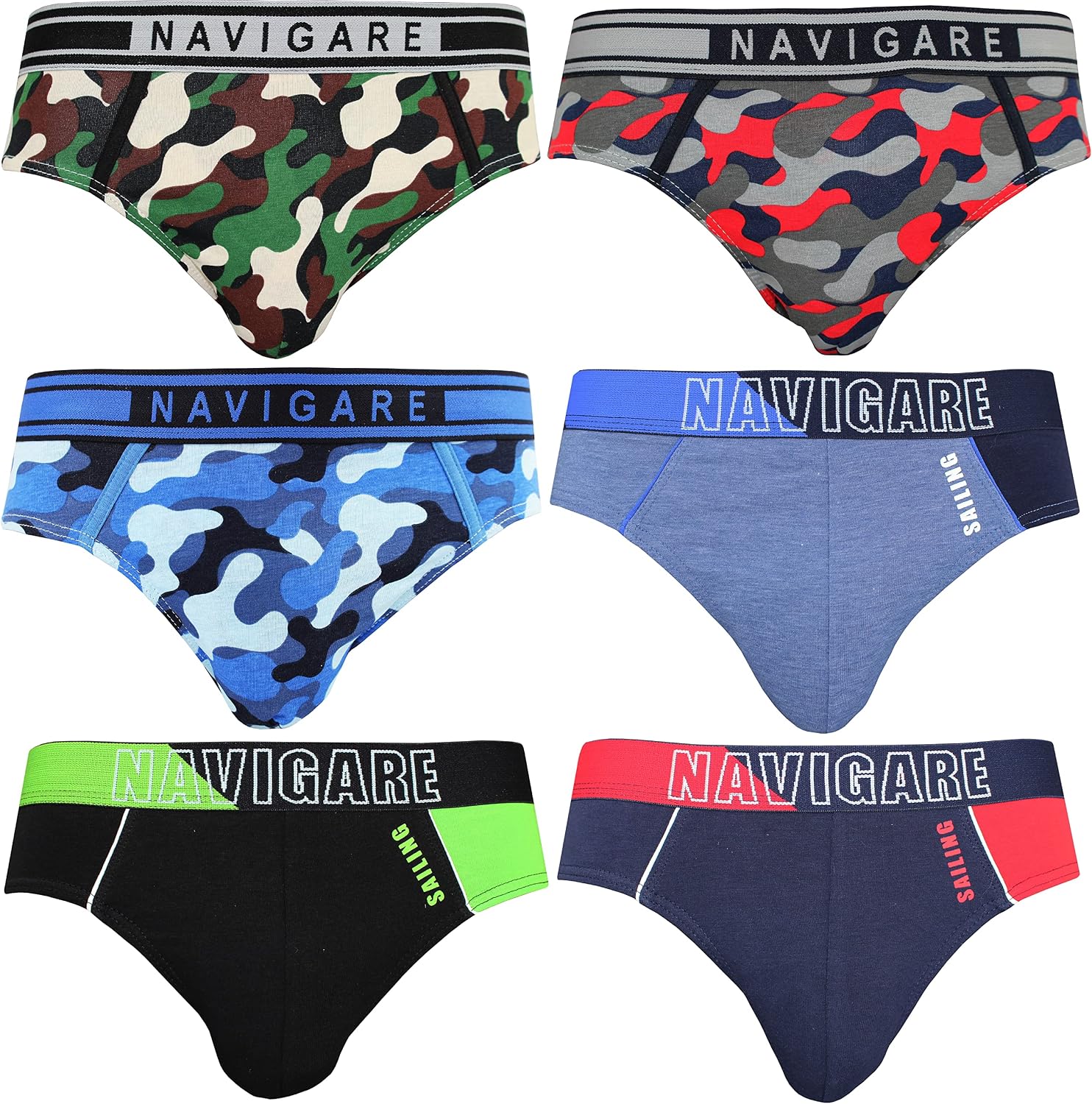 Detalle 2 de Navigare 574/e Slip Uomo Multicolore (Grigio/Nero/Navi) – Pacco da 6