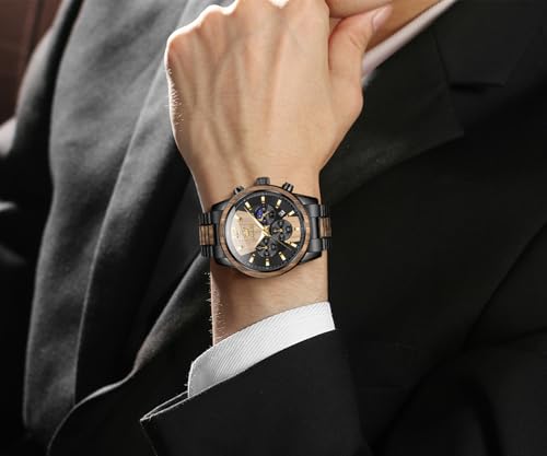 Thumbnail 5 de OLEVS Herren Uhr aus Echtholz Armband – Quarzwerk, 30 m wasserdicht, Edles Design