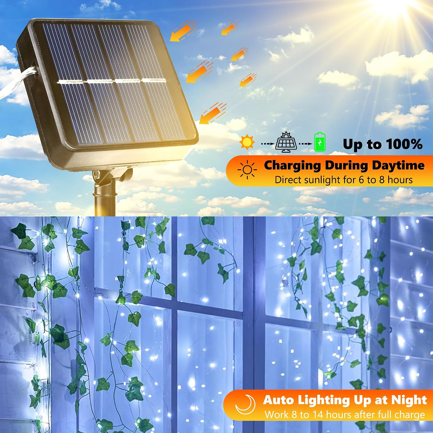 Thumbnail 1 de Joomer 2pavks Solar Fairy Lights, 2-Pack, 240 LEDs, Silver Wire