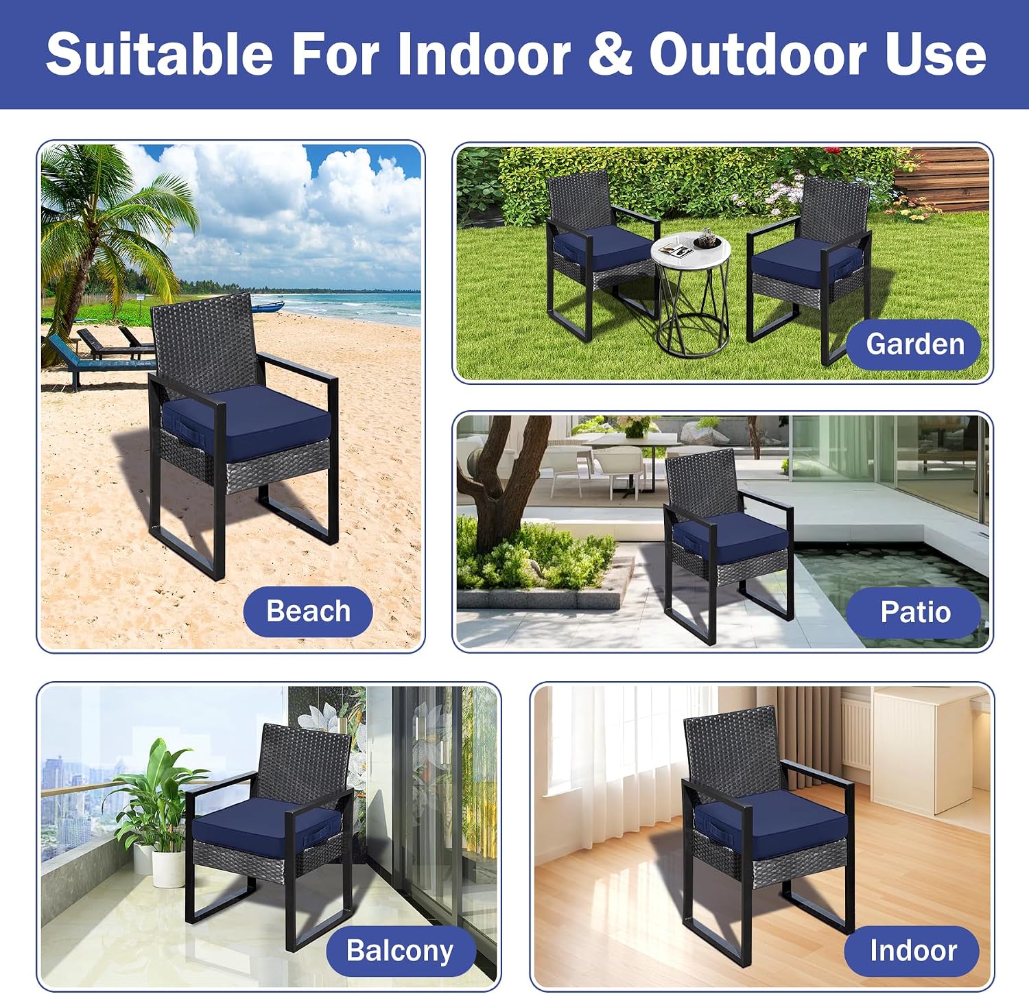 Thumbnail 6 de IASEAHK Patio Chair Cushions 19" x 19" x 3