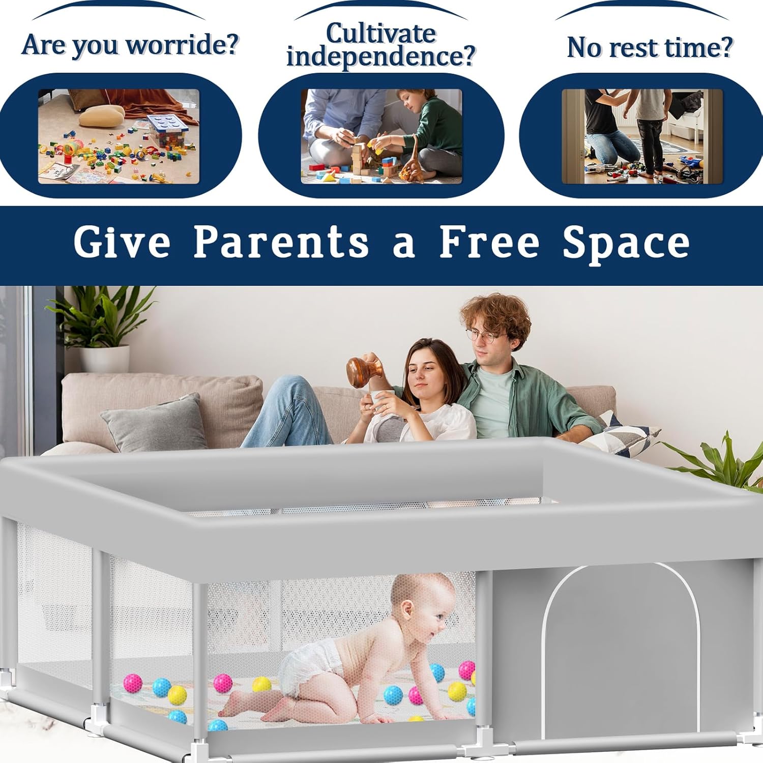 Detalle 2 de Baby Playpen 50x50 Inch with Mat ๐ผ