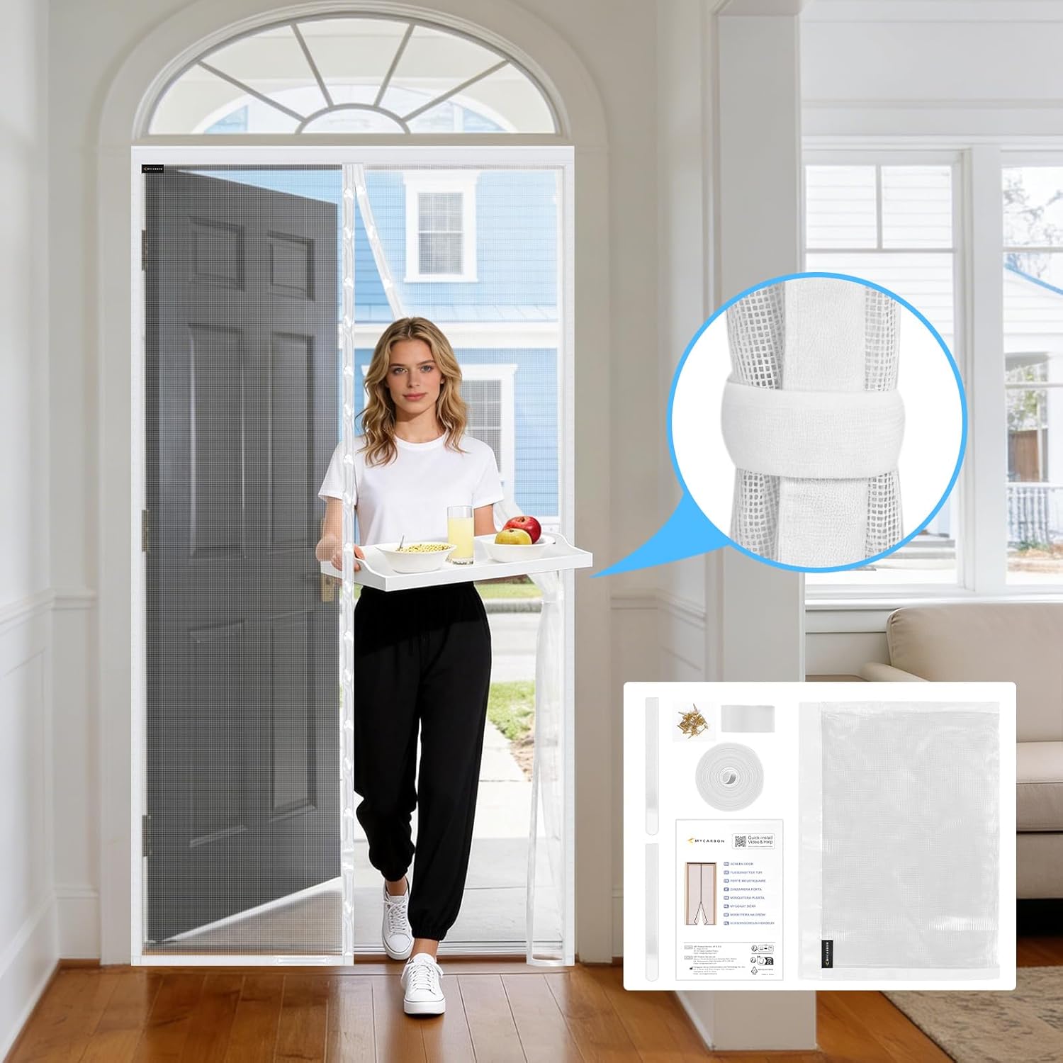 Thumbnail 4 de MYCARBON zanzariera magnetica per porta finestra 75x210 cm bianco