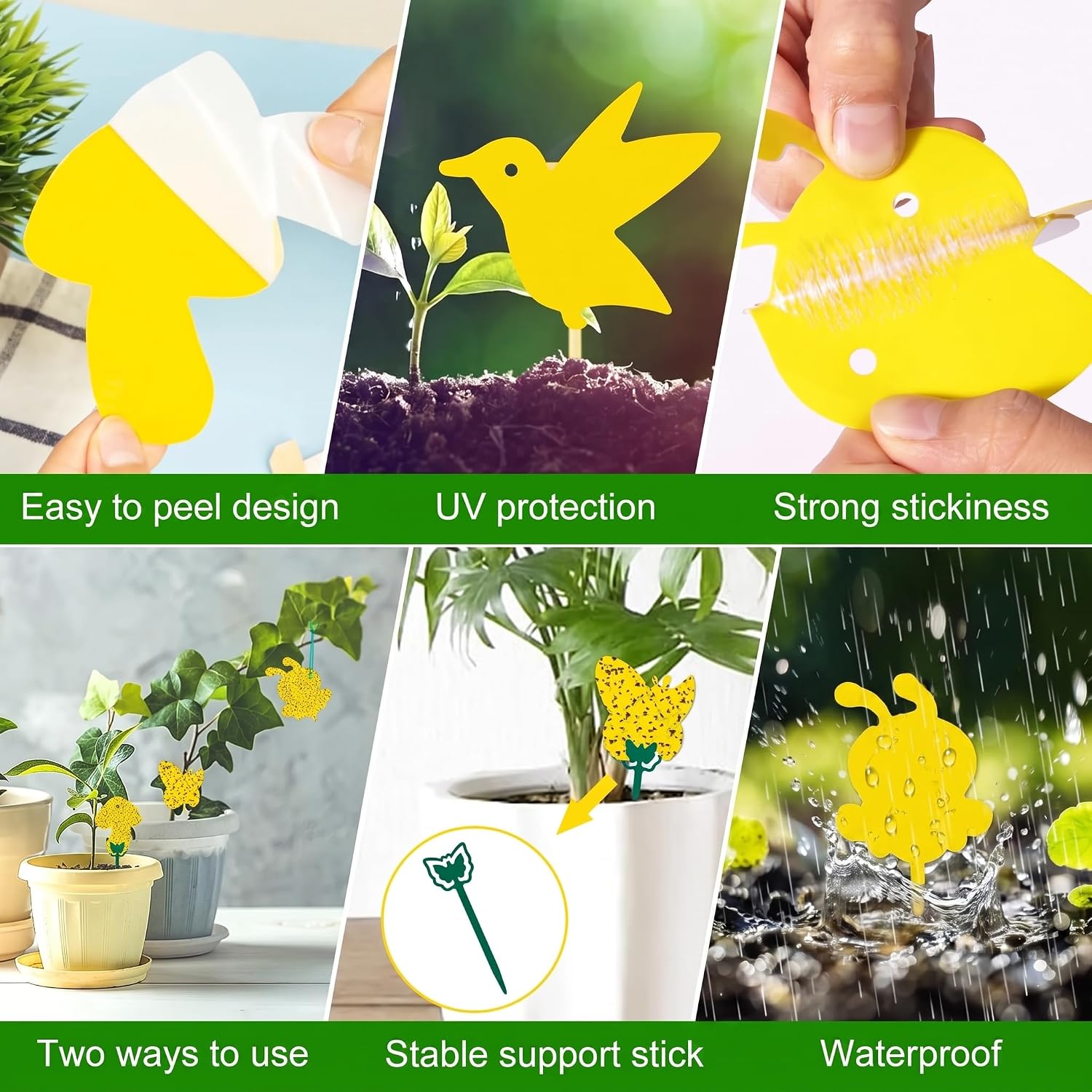 Detalle de Stingmon 12 Pack Sticky Trap, 96-Pack Yellow Plant Pest Traps