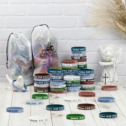 Detalle 2 de LVNRIDS 140 Pulseras de Silicona con Versículos
