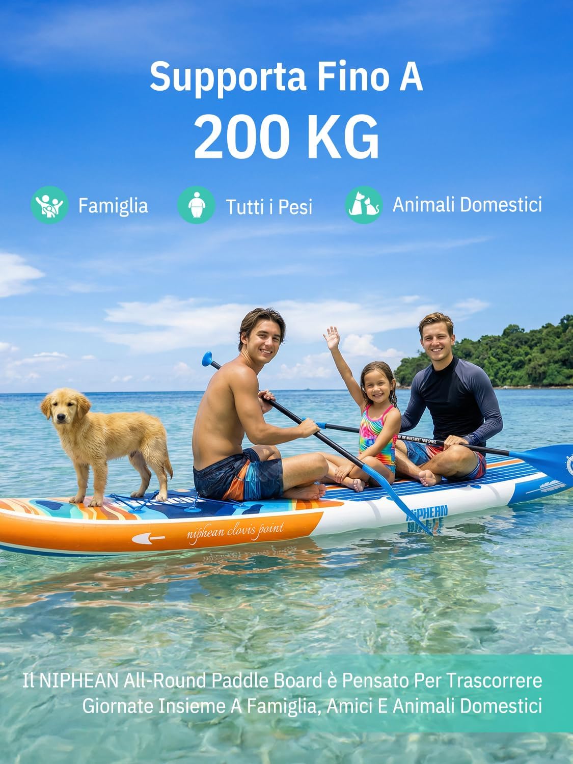 Thumbnail 2 de Niphean SUP Gonfiabile Adulti con Tutti gli Accessori – 320 cm, Capacità 200 kg e Sedile incluso