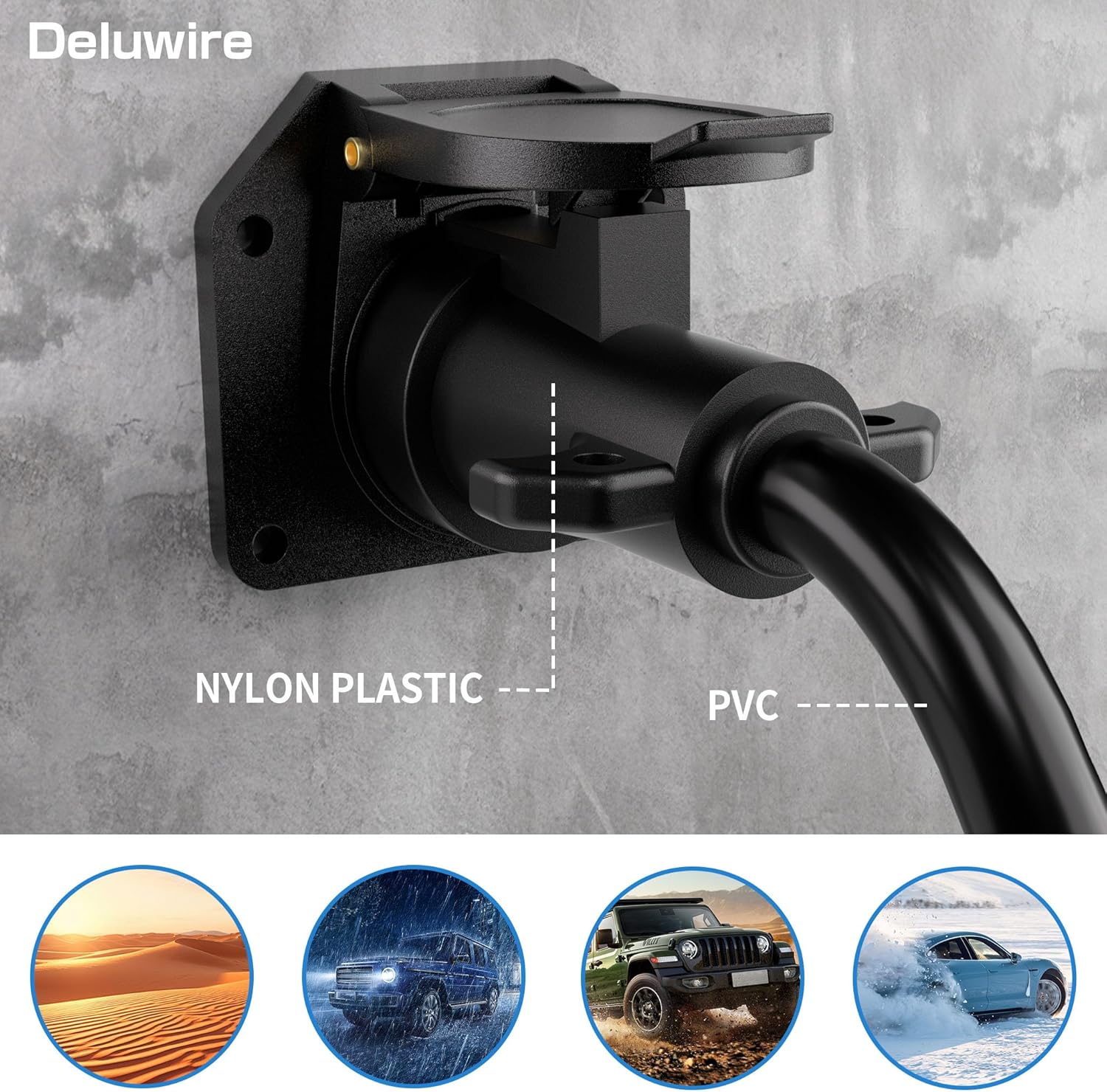Thumbnail 4 de Deluwire 8 FT 7 Pin Trailer Plug: Heavy-Duty Wiring Harness for Trailers, RVs, and Campers