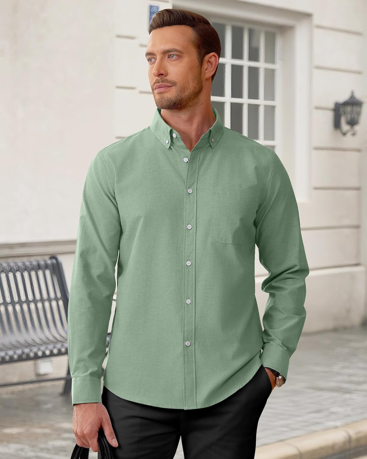 Detalle de J.VER Oxford Herrenhemd Bügelfrei Regular Fit – Langarm, Baumwolle, Button-Down