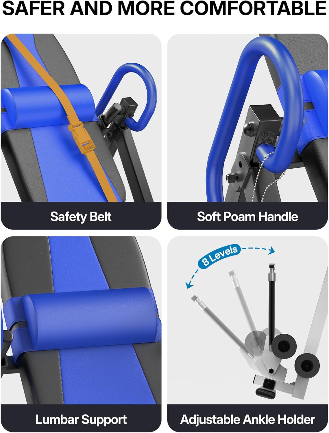 Thumbnail 6 de YOLEO Inversion Table for Back Stretching with Adjustable Lumbar Support