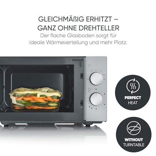 Detalle de SEVERIN MW 9184 Solo-Mikrowelle mit Glasboden – 20 L, 800 W, Schwarz/Edelstahl matt