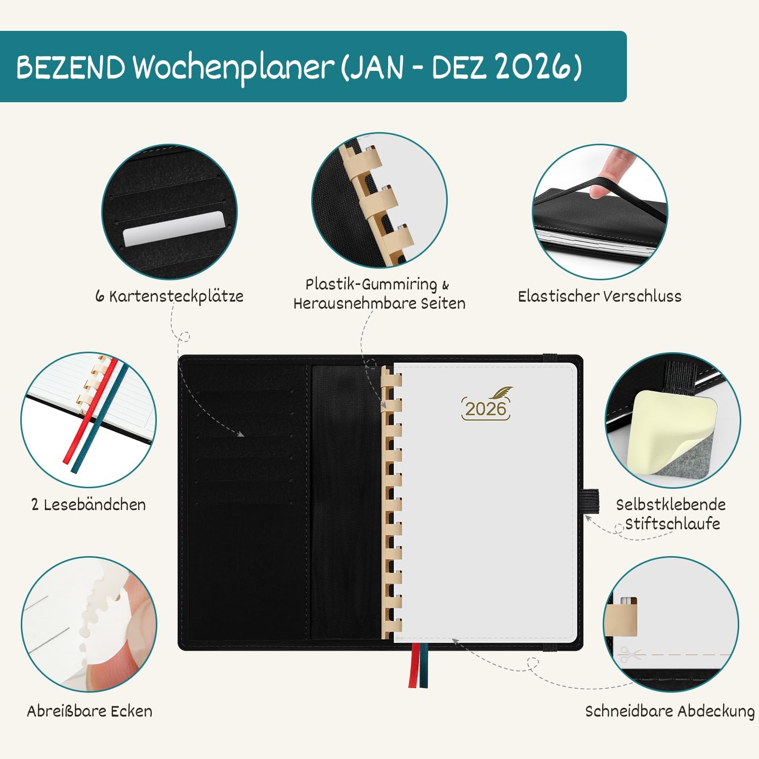 Thumbnail 1 de BEZEND Taschenkalender 2026 A6 17 x 11 cm 📒