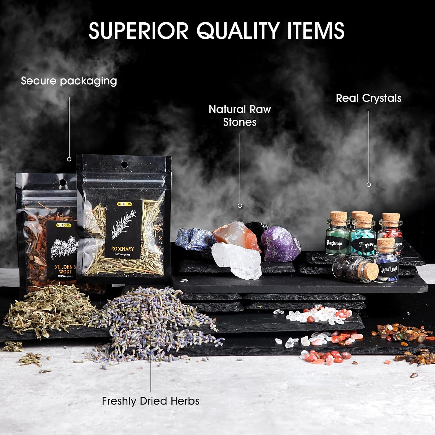 Detalle 2 de Nutgun Large Witchcraft Supplies Kit 60 PCS – Wiccan Tools for Beginners