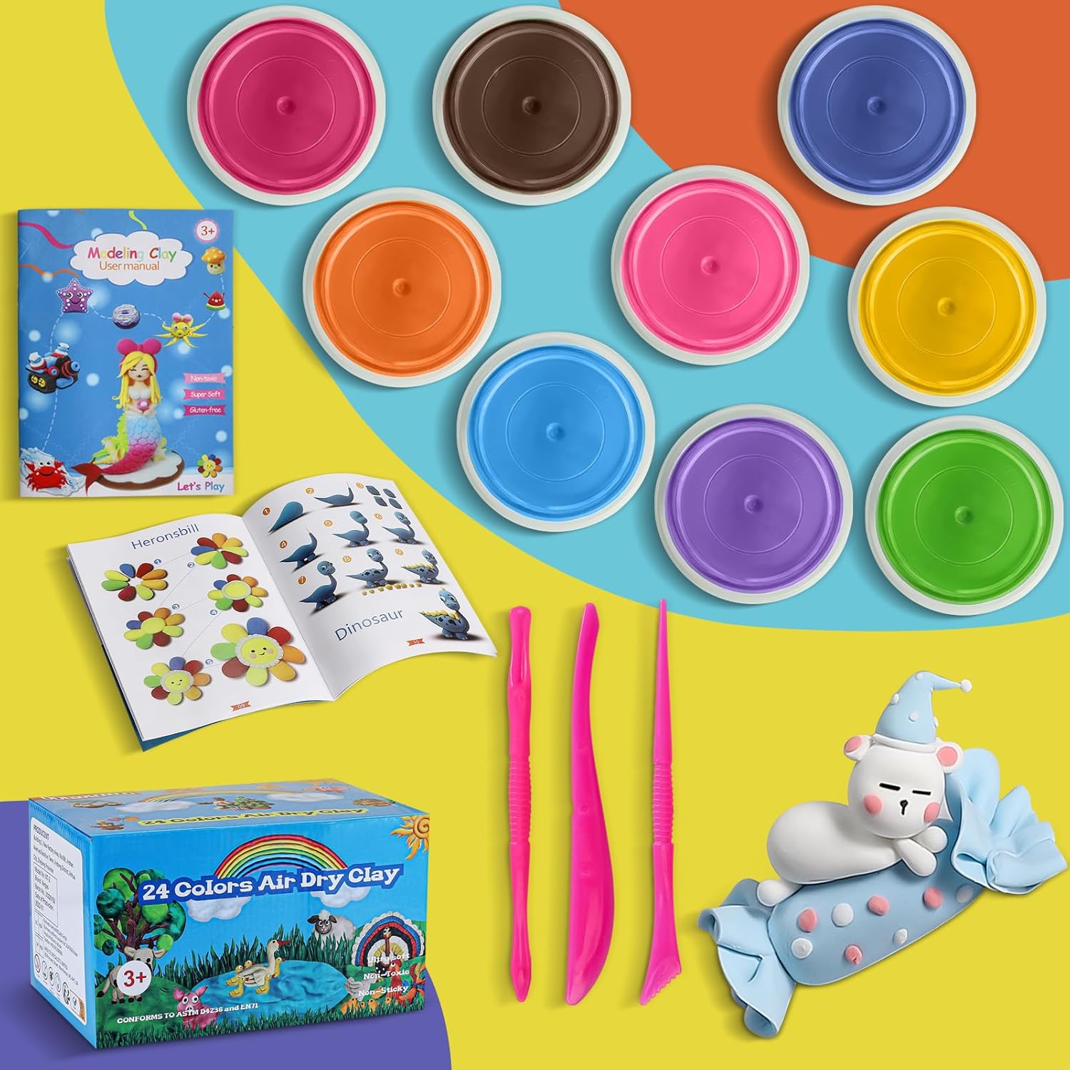 Detalle 2 de iFergoo Air Dry Clay 24 colours set