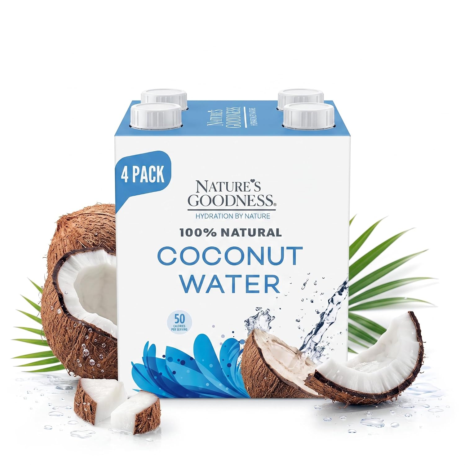Detalle de Nature's Goodness Coconut Water, No Added Sugar, No Pulp, 4-Pack