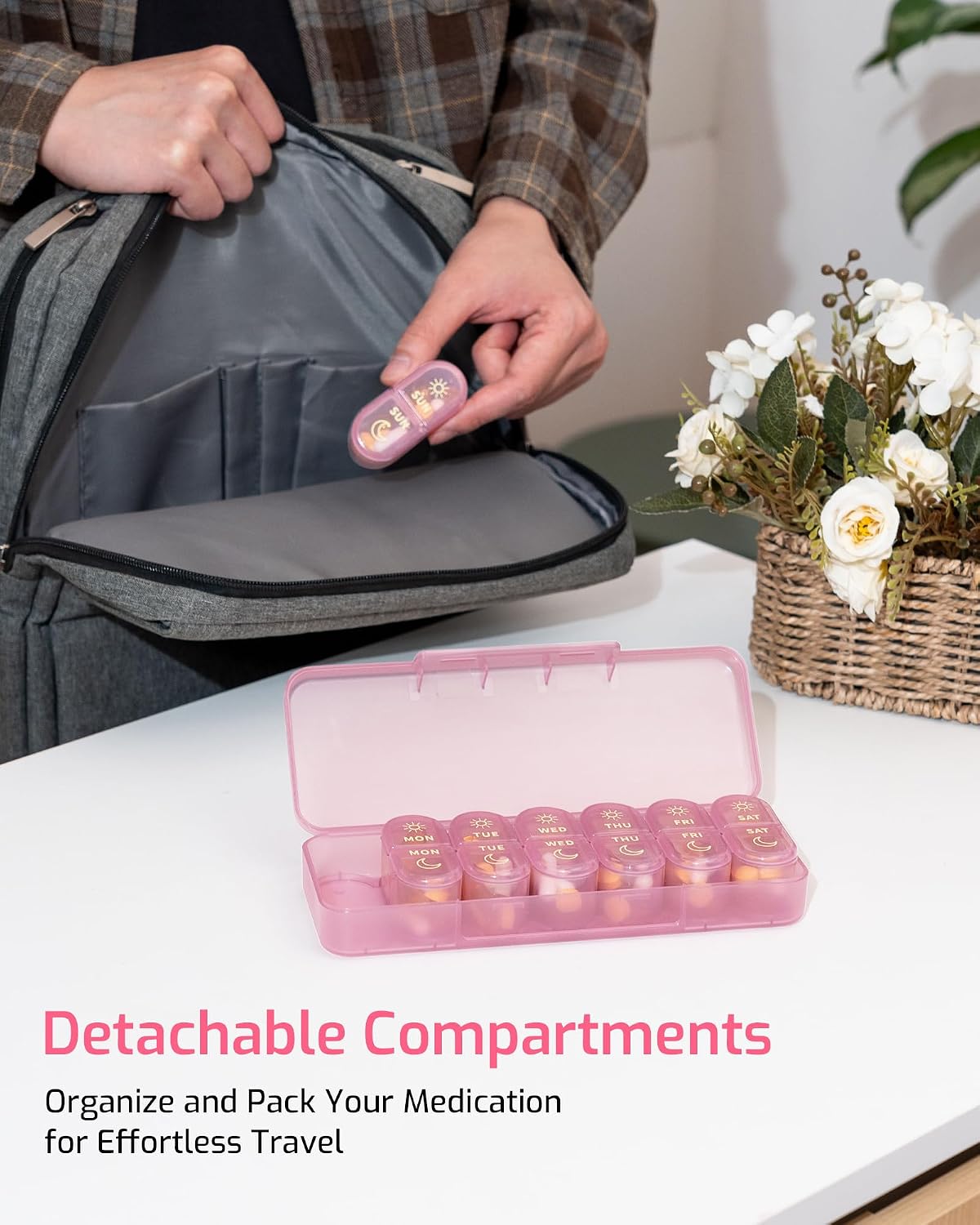 Thumbnail 5 de Daviky A-2741 Pill Organizer, 7-Day AM/PM Box, Portable Purple Plastic