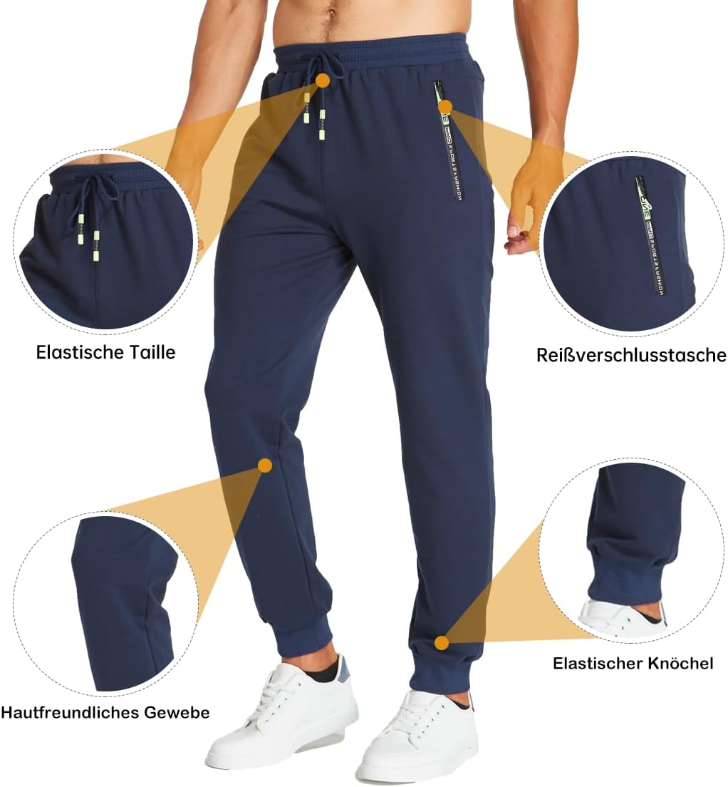 Thumbnail 3 de ZOXOZ pantaloni sportivi da uomo in cotone con elastico in vita e tasche con zip