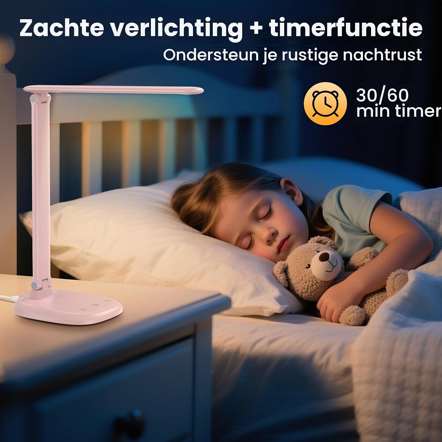 Detalle de KQPZ I7C opvouwbare led-bureaulamp met accu, 5 lichtkleuren en dimfunctie