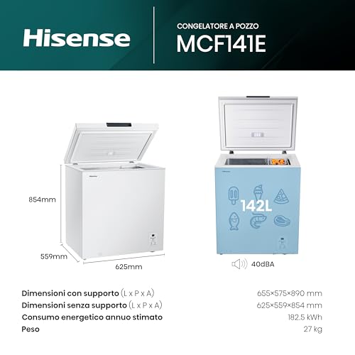 Detalle de Hisense MCF141E Congelatore a pozzo 142 L, Led, 39 dB, Classe E