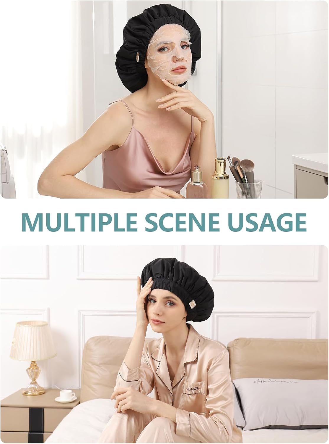 Thumbnail 6 de Years calm YC-JYM Reusable Waterproof Shower Cap, Double-Layer Satin Lining