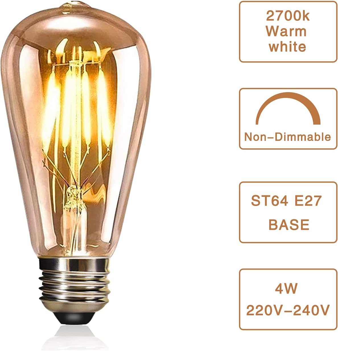 Detalle 2 de YOUDIAN 4W LED Edison Bulb 2700K