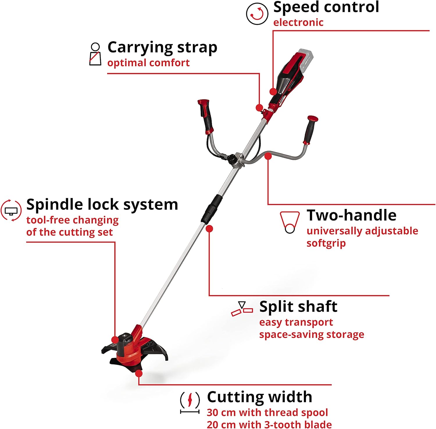Thumbnail 2 de Einhell AGILLO 18/200 Cordless Brush Cutter (Power X-Change) with Metal Blades, Bump-Feed Spool & Harness — Without Battery