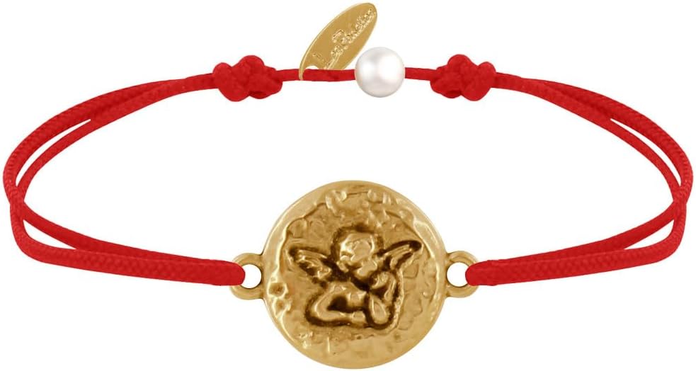Thumbnail 5 de Les Poulettes Bijoux bracciale con medaglia tonda martellata in ottone dorato Angelo Raffaele