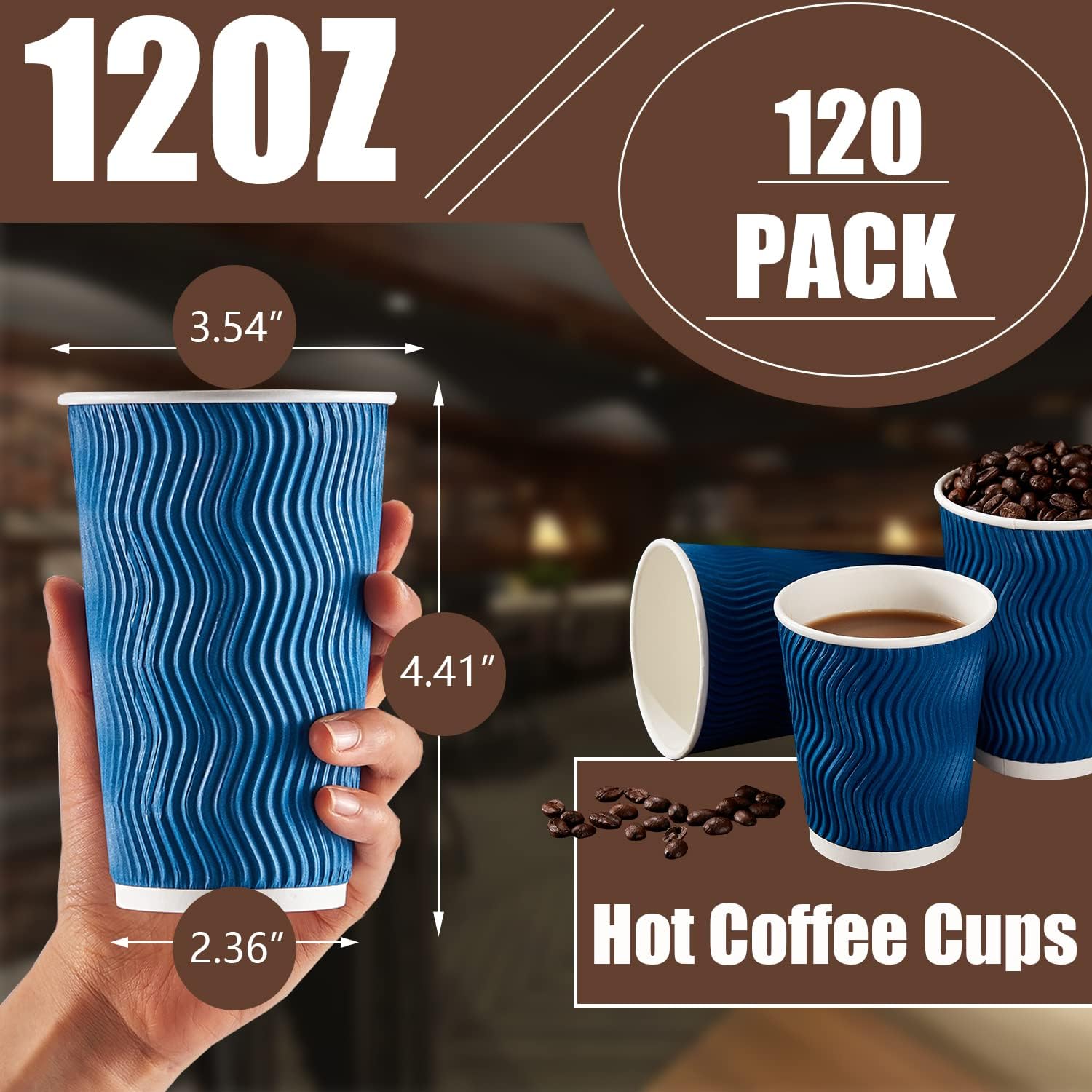 Detalle 2 de Lamosi Coffee Cups 12 oz disposable paper cups 🥤