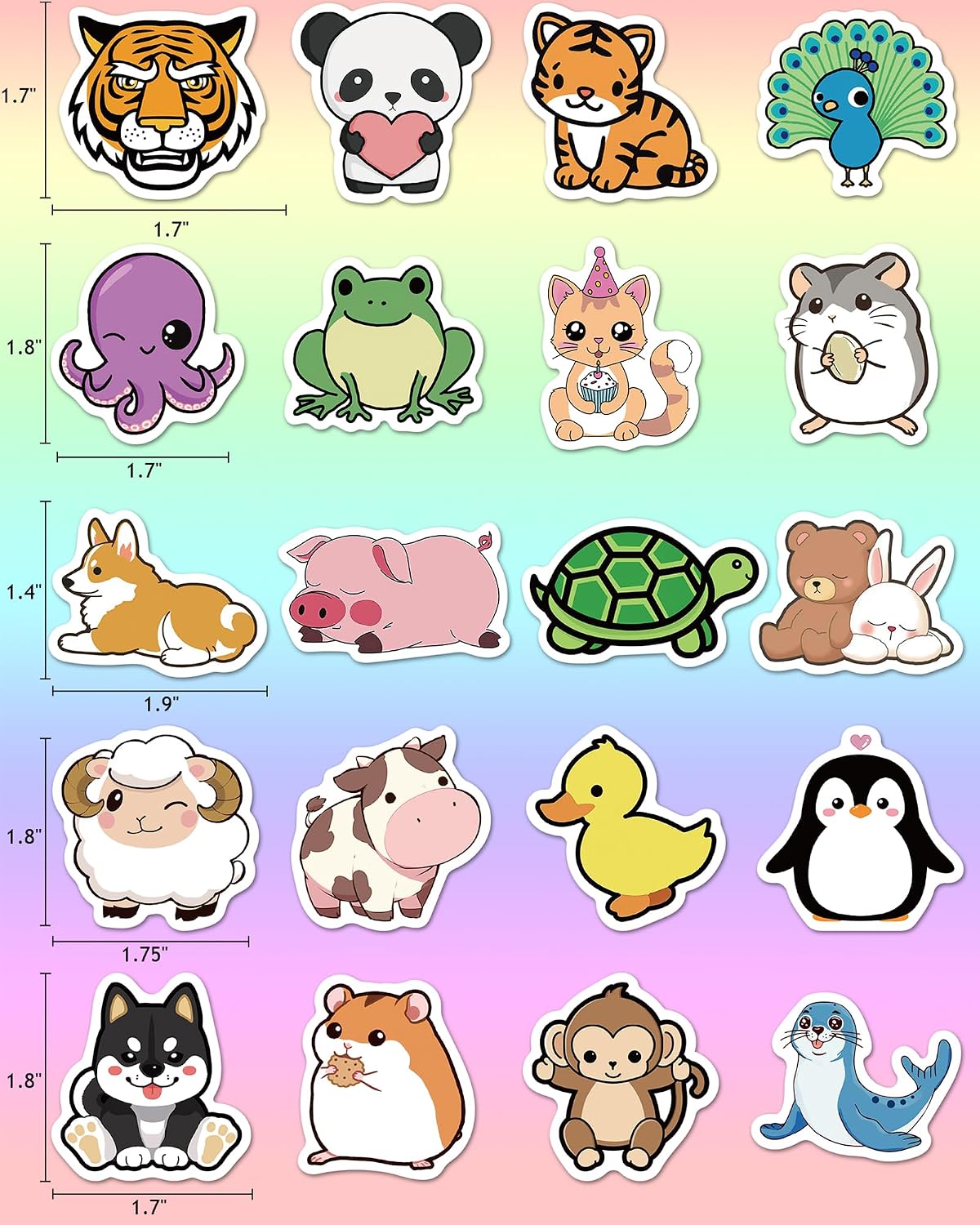 Thumbnail 5 de pcnearty 100 Pcs Animal Stickers for Kids 🐾