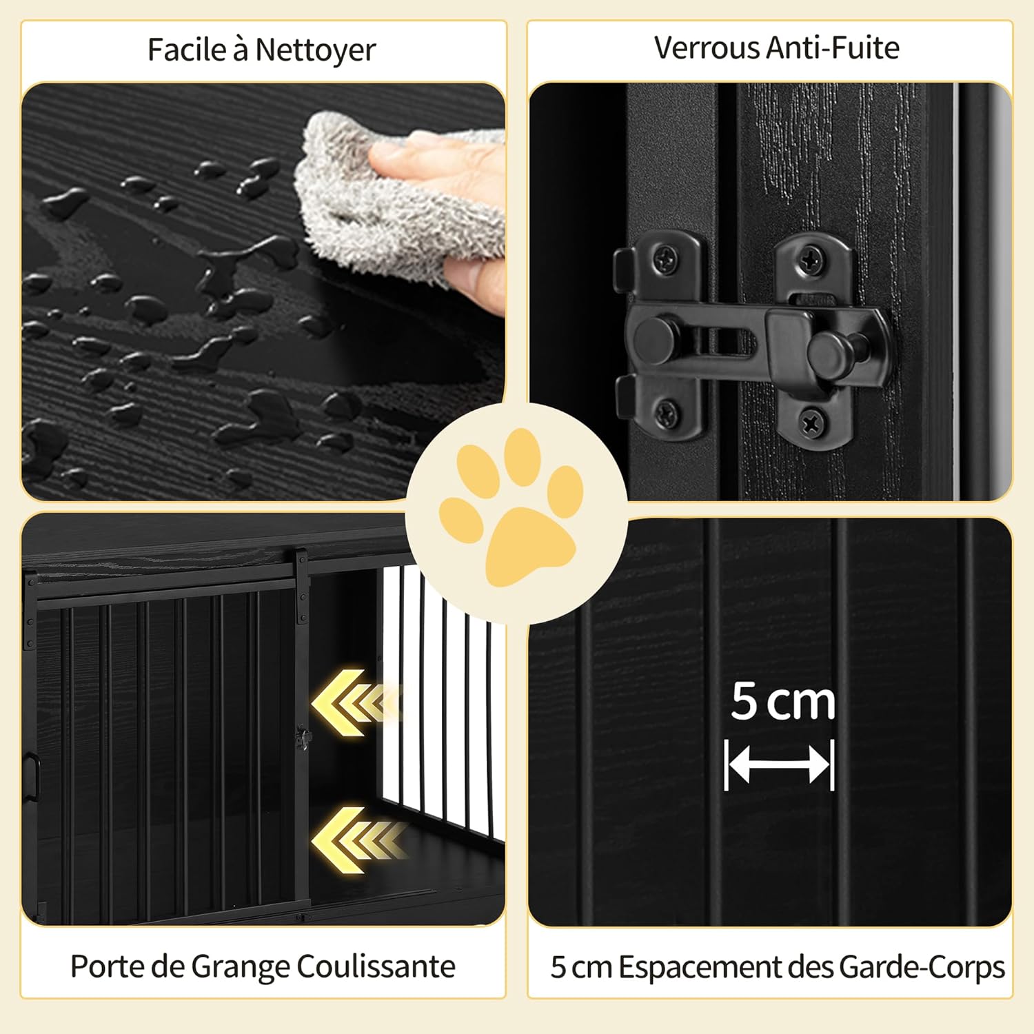 Detalle de Hzuaneri Cage pour Chiens 69 cm — Table d’appoint et niche moderne pour petits chiens