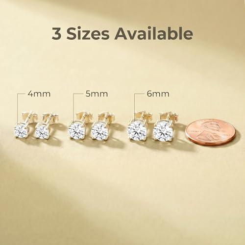 Detalle de Yulovee 9ct Gold Stud Earrings for Women – 3 Pairs of White Crystal Studs