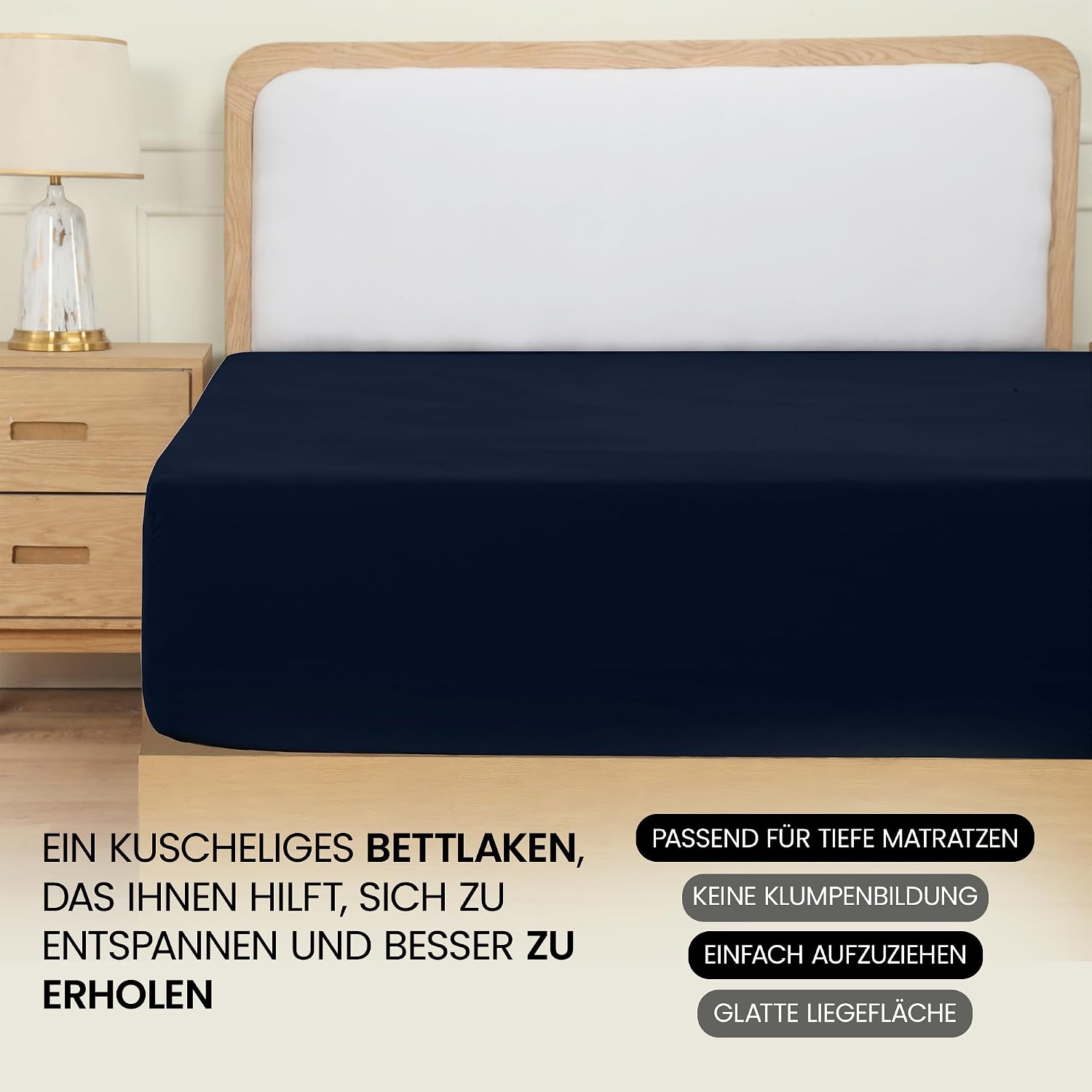 Thumbnail 4 de Utopia Bedding Spannbettlaken 180x200 cm Marineblau (35 cm tiefe Tasche) aus gebürsteter Polyester-Mikrofaser