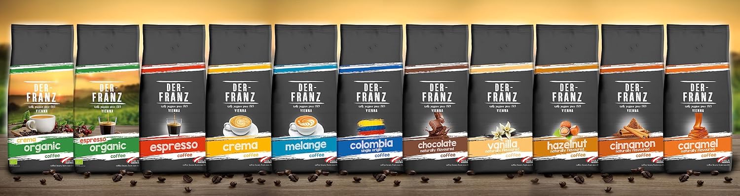 Detalle 2 de Der-Franz Kaffee aromatisiert mit Karamell – 1000 g Ganze Bohnen, Arabica/Robusta