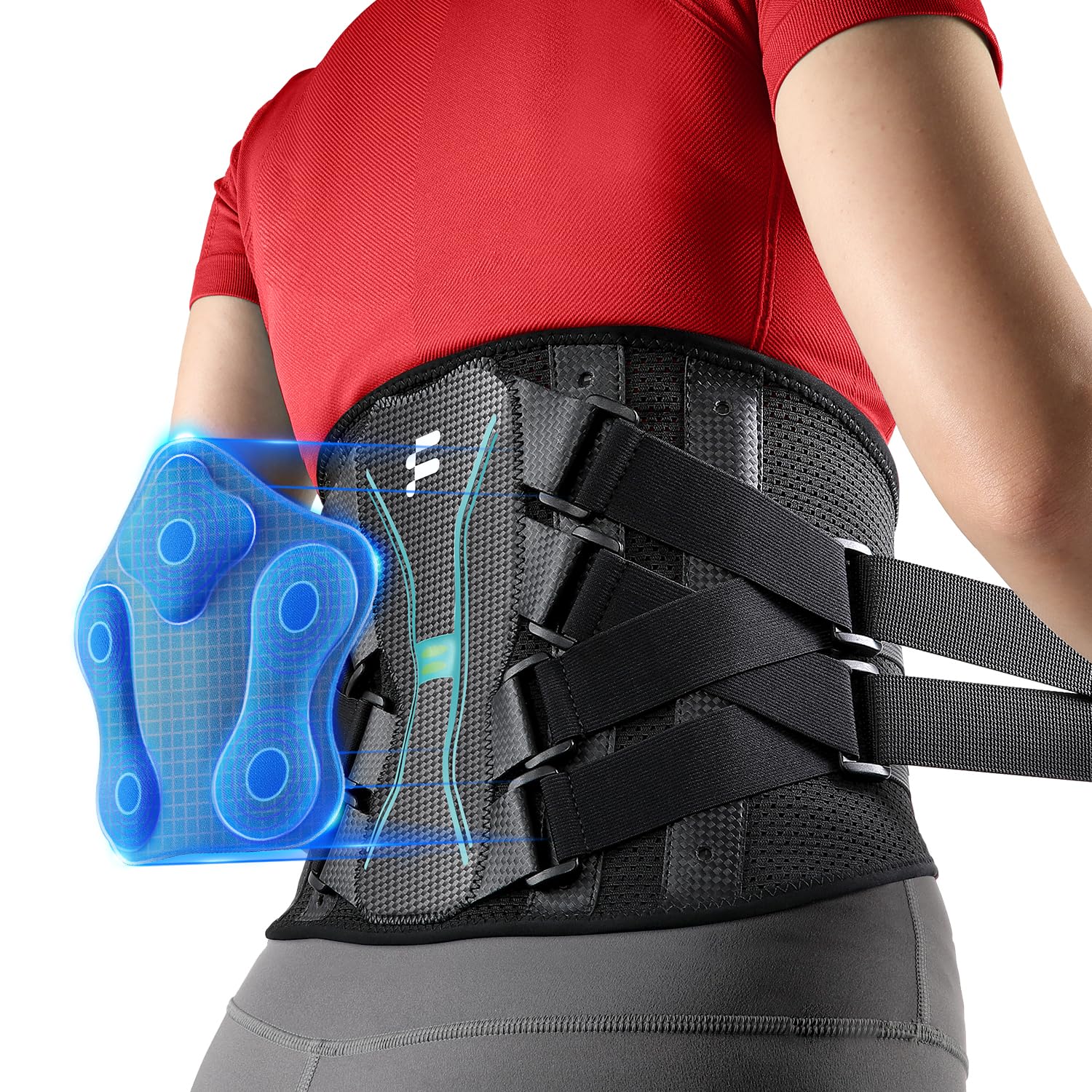 Fitomo Fascia Lombare Supporto Schiena con cuscino 3D e stecche in fibra di carbonio