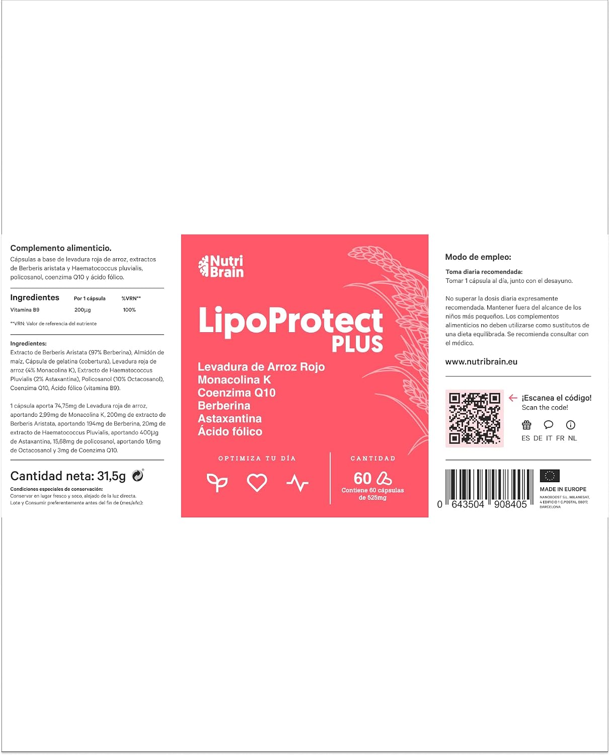 Thumbnail 5 de LIPO-Protect PLUS Levadura Arroz Rojo XXL 🌾 | 60 Caps