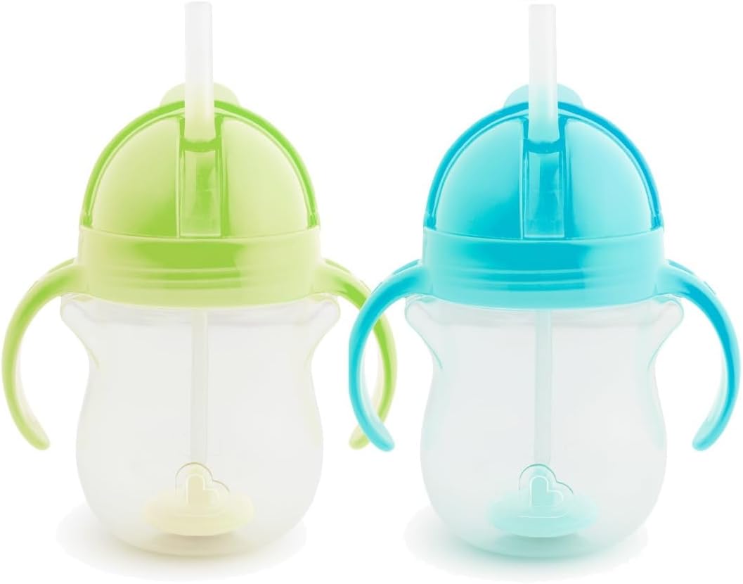 Munchkin Tip & Sip Weighted Straw Cups (2 Pack) – Blue & Green