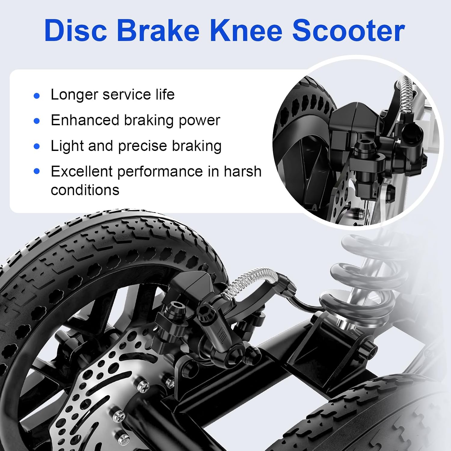 Detalle 2 de BlessReach 350 Lbs Foldable All Terrain Knee Scooter