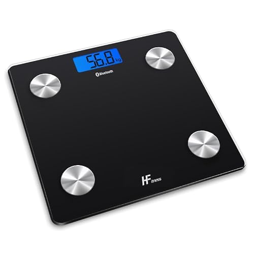 Detalle 2 de HomeFashion HFitness báscula digital de baño con app y análisis corporal (19 indicadores), negra