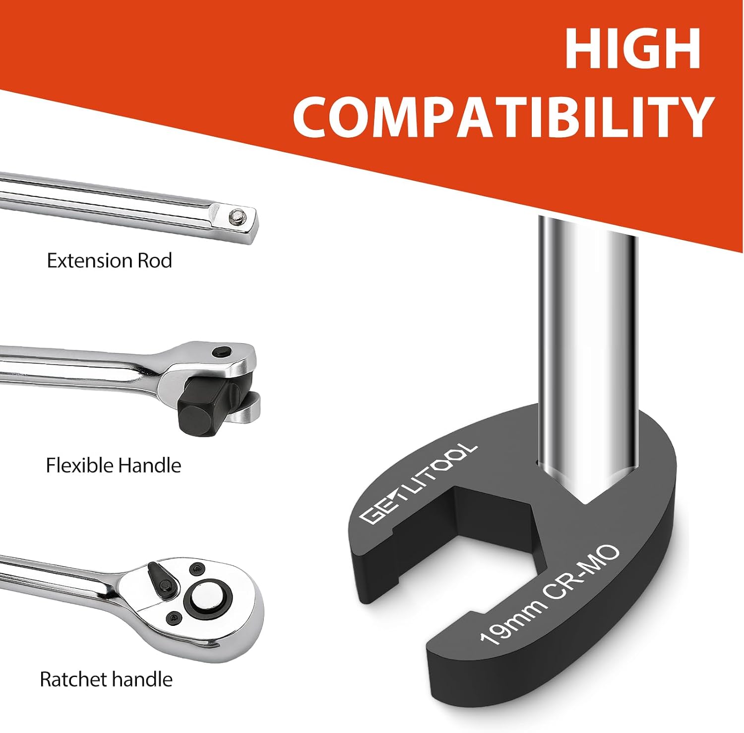 Detalle 2 de GETLITOOL GET092-EU-A crowfoot-steeksleutelset, 15-delig, Cr-Mo, 8–24 mm